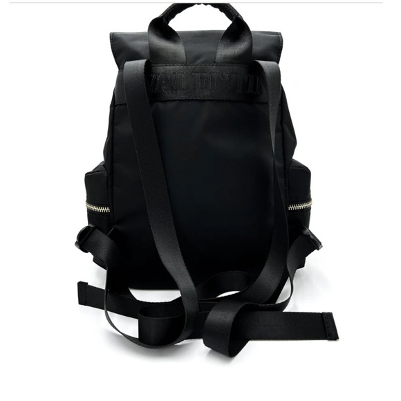 Valentino Orlandi Backpack Black Vegan Leather Nylon Gold Accents Italy Design - Picture 3 of 7